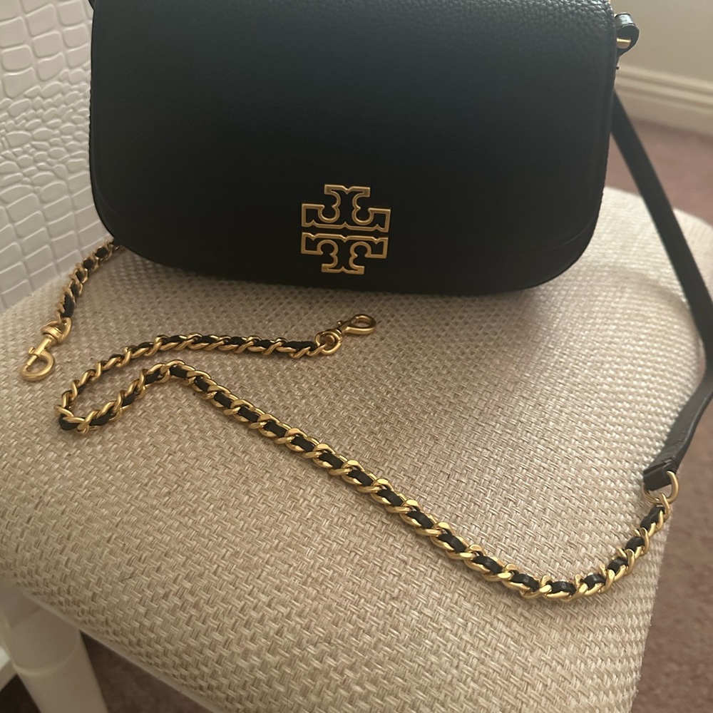 Tory Burch Black Crossbody Bag with Gold Chain